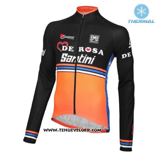 2016 Maillot Ciclismo DE Rose Noir et Orange Manches Longues et Cuissard